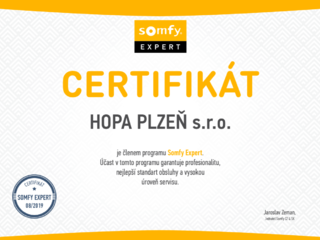 Certifikát SOMFY